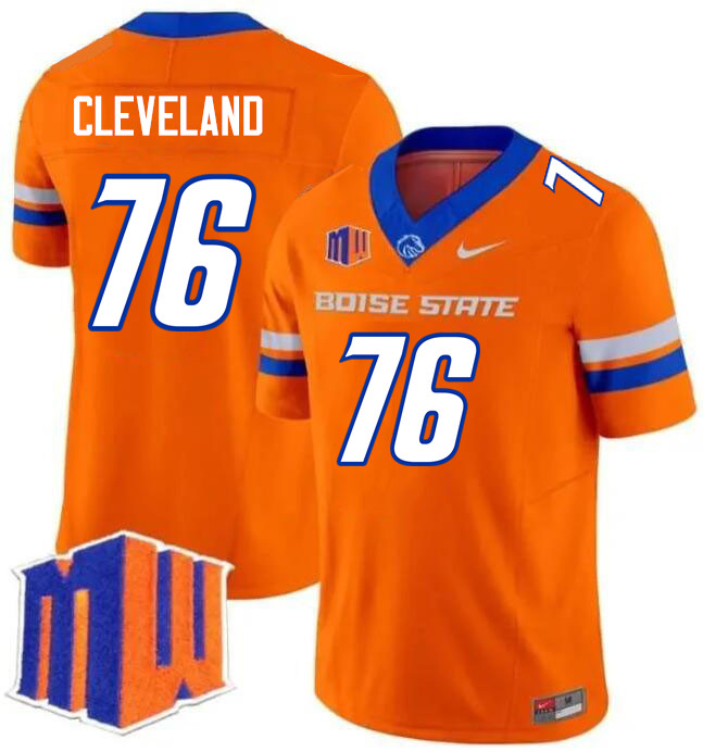 Ezra Cleveland Jersey, Boise State Broncos #76 Ezra Cleveland Football Jersey College Uniforms-Orang